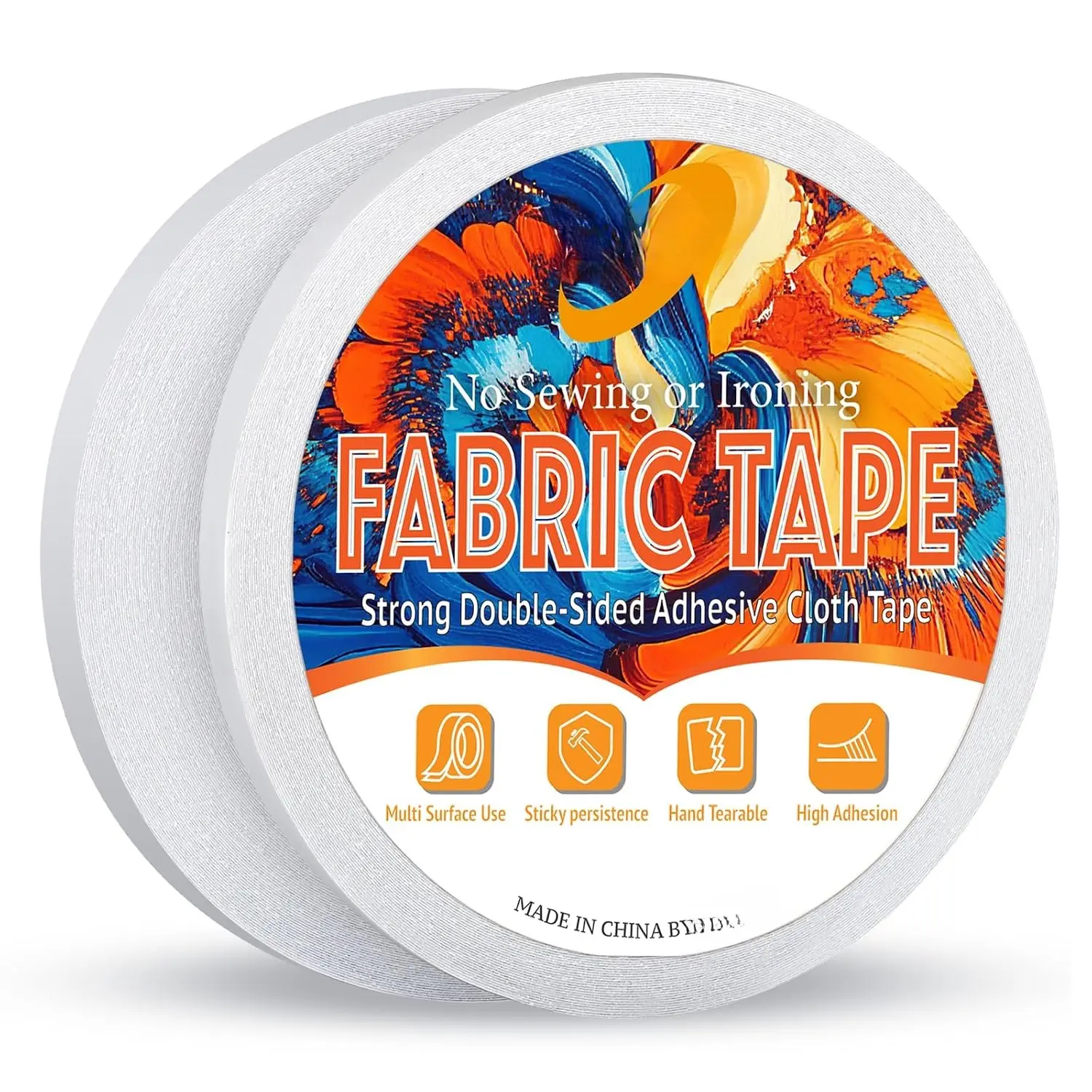 Double-Sided Sticky Fabric Tape (2 Rolls) - No Sewing or Ironing, Gluing -  Adhesive Hemming Tape for Clothes, Pants, Curtains, Crafts and DIY Projects (1/4inch+1/2inch)
