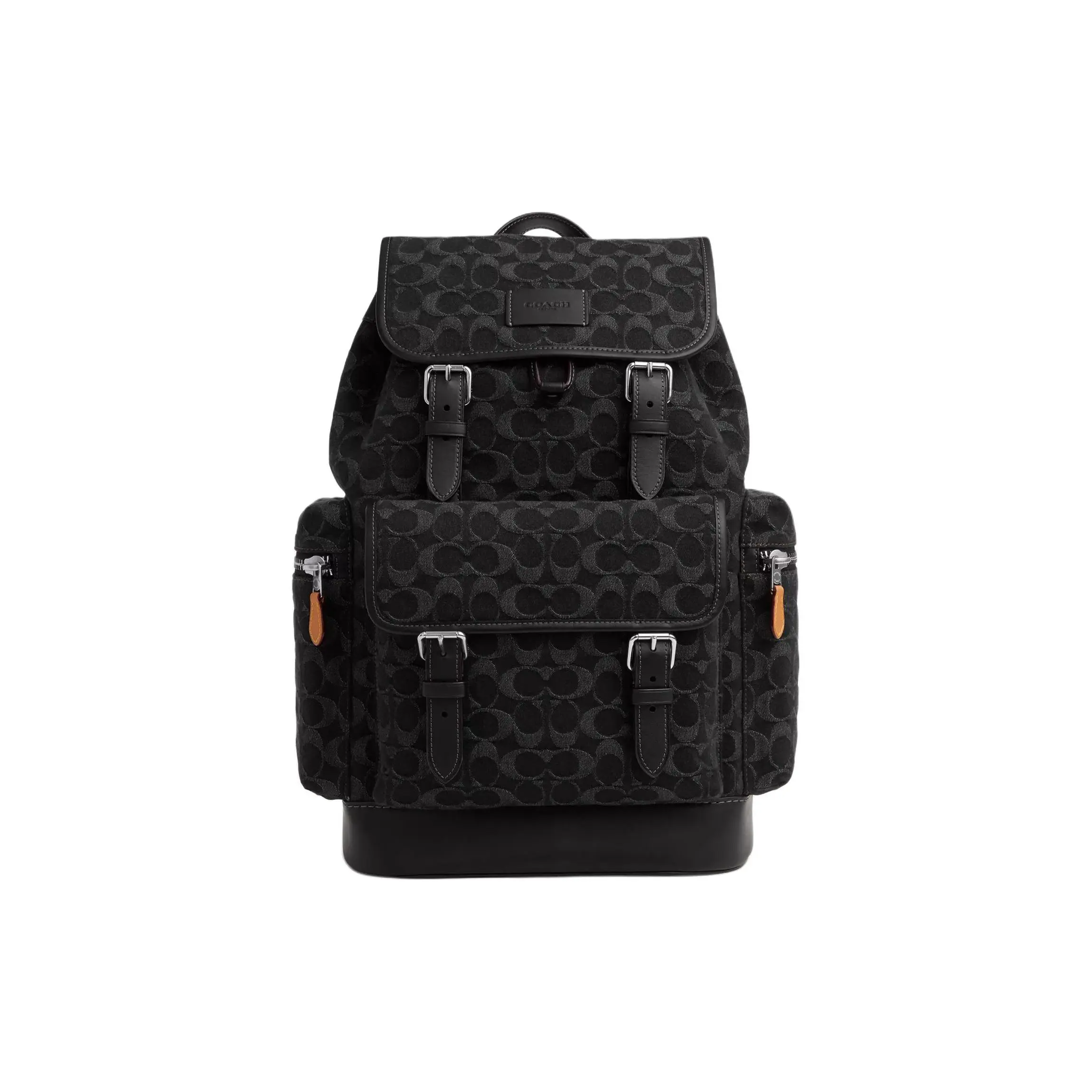 COACH Sprint 29 Classic Monogram Denim and Smooth Calfskin Backpack – Large, Men’s, Silver and Black