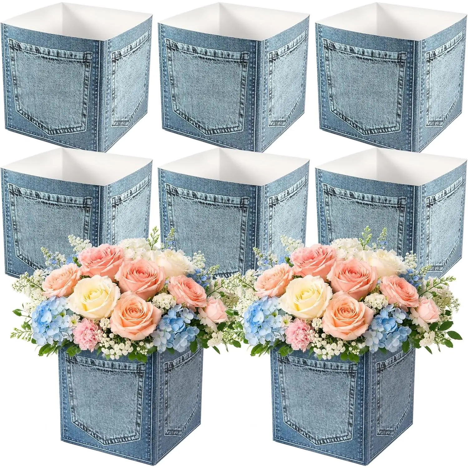 snaxuda 8-Pack Western Denim Jeans Decoration Boxes Set, Baby Shower Table Centerpieces, Snack Food Holder & Festive Gift for Denim and Diamonds Theme Party Supplies, Baby Showers, Durable