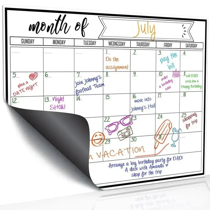 Monthly Magnetic Fridge Calendar 14.4"x11.4" Large Whiteboard Calendar, Strong Magnetic Backing & Smooth Dry Erase Surface, Reusable Kitchen Calendar for Meal Planning, Family Planners, Reminders, To-Do Lists, Notes, Appointments
