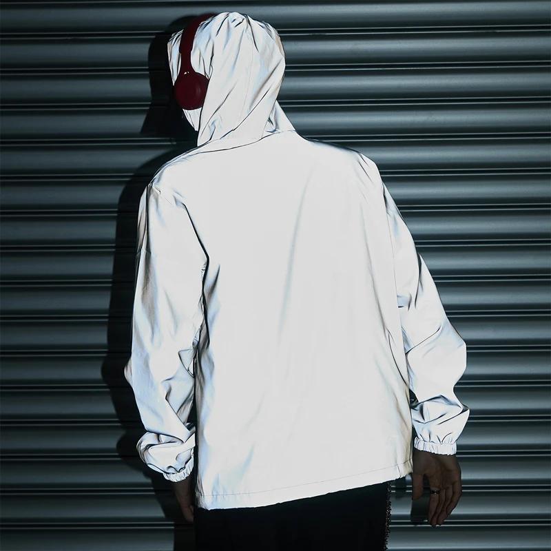 Kyn Apparel Night Reflective Clothes Spring New Men's Hooded Jacket Outdoor Run Casual Windproof Coat Couples Hip-hop Streetwear S-5XL