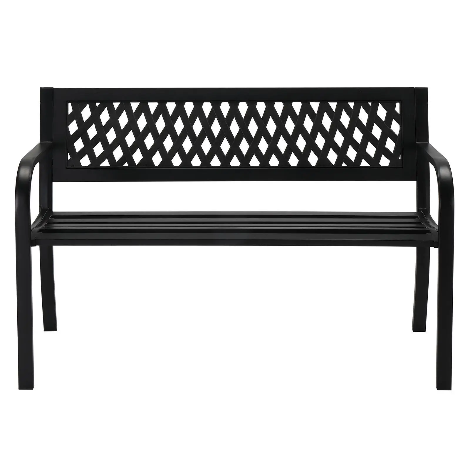 Outvita 47" Iron Garden Bench with PVC Mesh Backrest | Black, Yellow, Green, Red, White Options – Outdoor Essential Summervibes