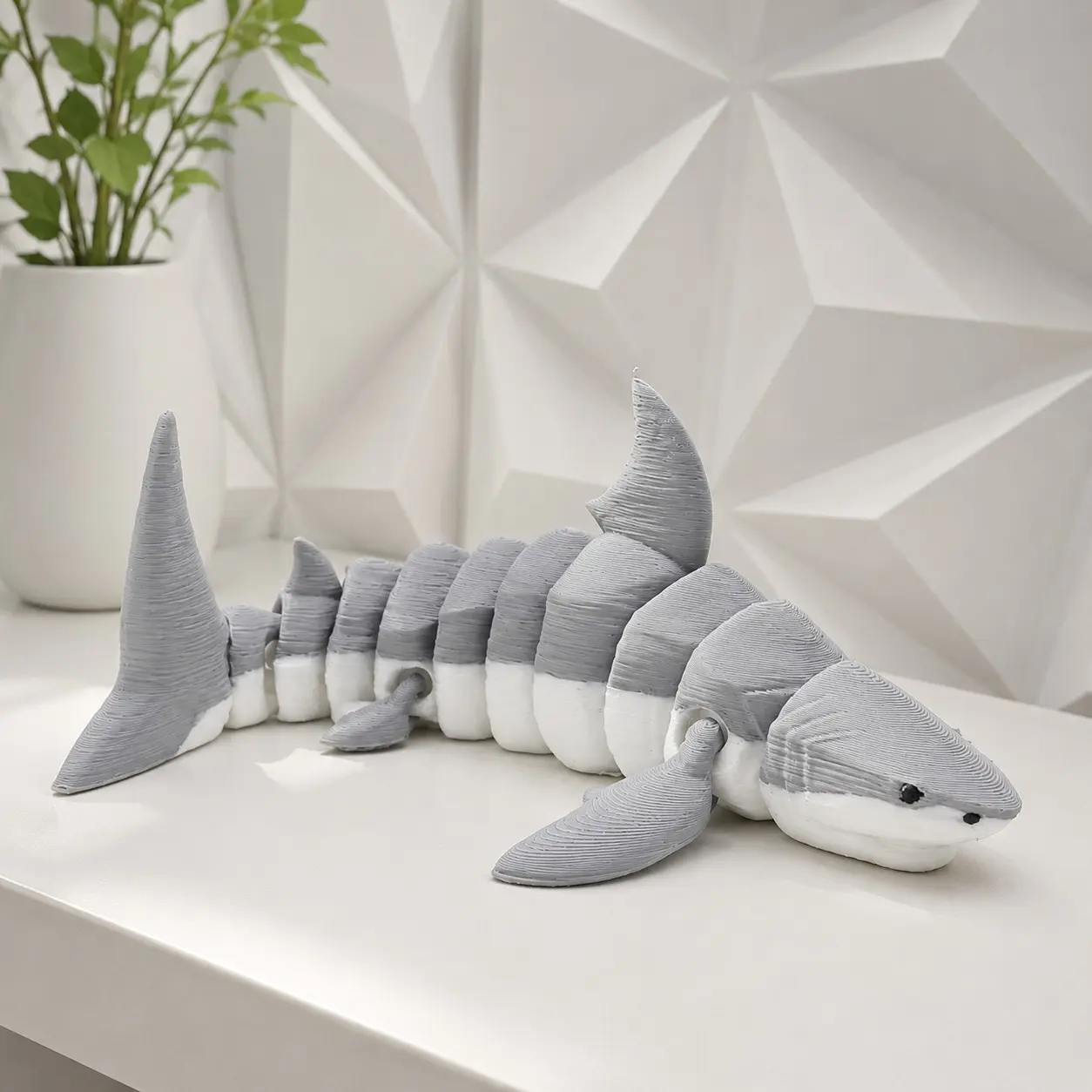 Realistic Jointed Shark Figurine, 3D Printed Animal Statue, Lightweight Ocean Theme Shelf Decor, Elegant Room Decoration, Moving Gift, Desk Ornament, Stress Relief Toy, Christmas Sock Gift