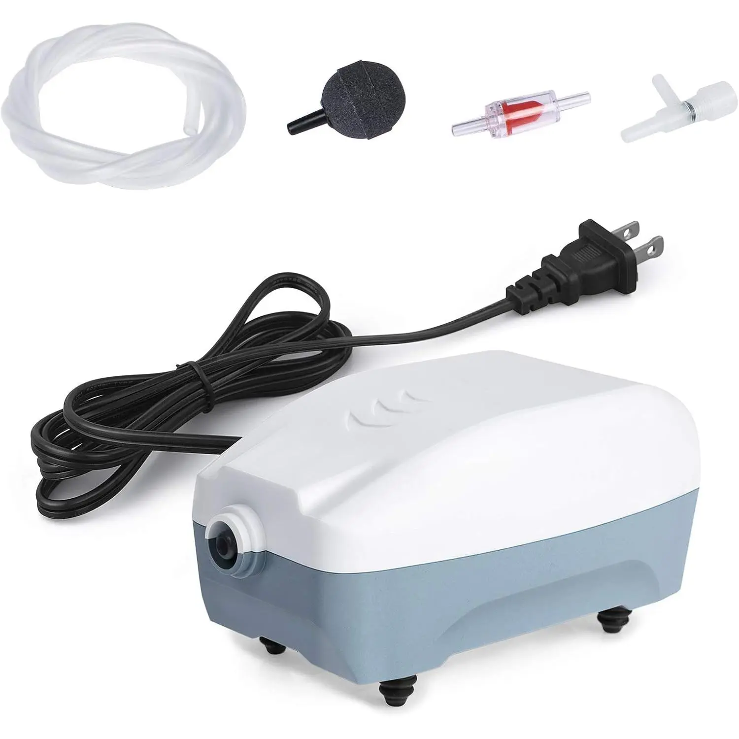 2W Single Outlet Aquarium Air Pump, 25GPH Fish  Aerator with Accessories, Quiet  Pump for Small  up to 15gallon