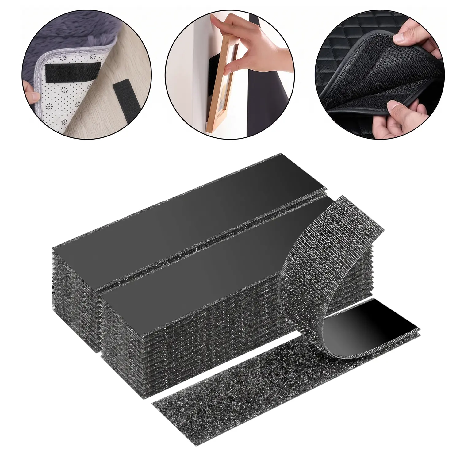 20 Pairs Double-Sided Hook-and-Loop Strips, Heavy Duty Water-Resistant Reusable Self-Adhesive Strong Grip Mounting Tape for DIY Home Projects, DIY Wall Hang, Cable Organization (Home Improvement, Office Use)