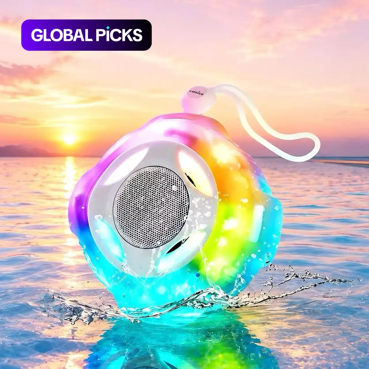 Waterproof Bluetooth Shower Speaker, IPX7 Pool Float Speaker with 2000 mAh Battery, Portable Wireless Audio Speaker with LED Light and Deep Bass, Outdoor Portable Audio, for Beach Trips, Kayaking, Pool and Camping, Great Gift #GLOBAL PICKS
