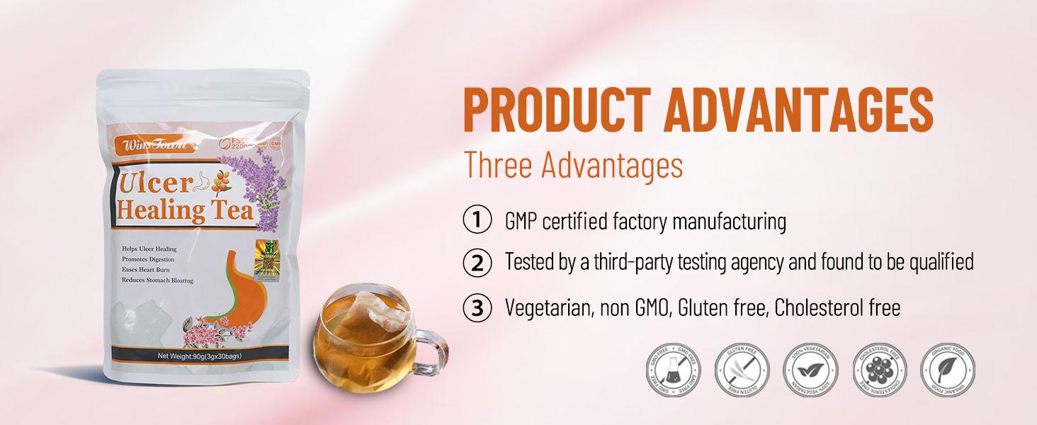 Wins Town Ulcer Healing Tea, Relief Gastritis and Stomachache, Support Daily Stomach Nourishing, 30 Tea Bags