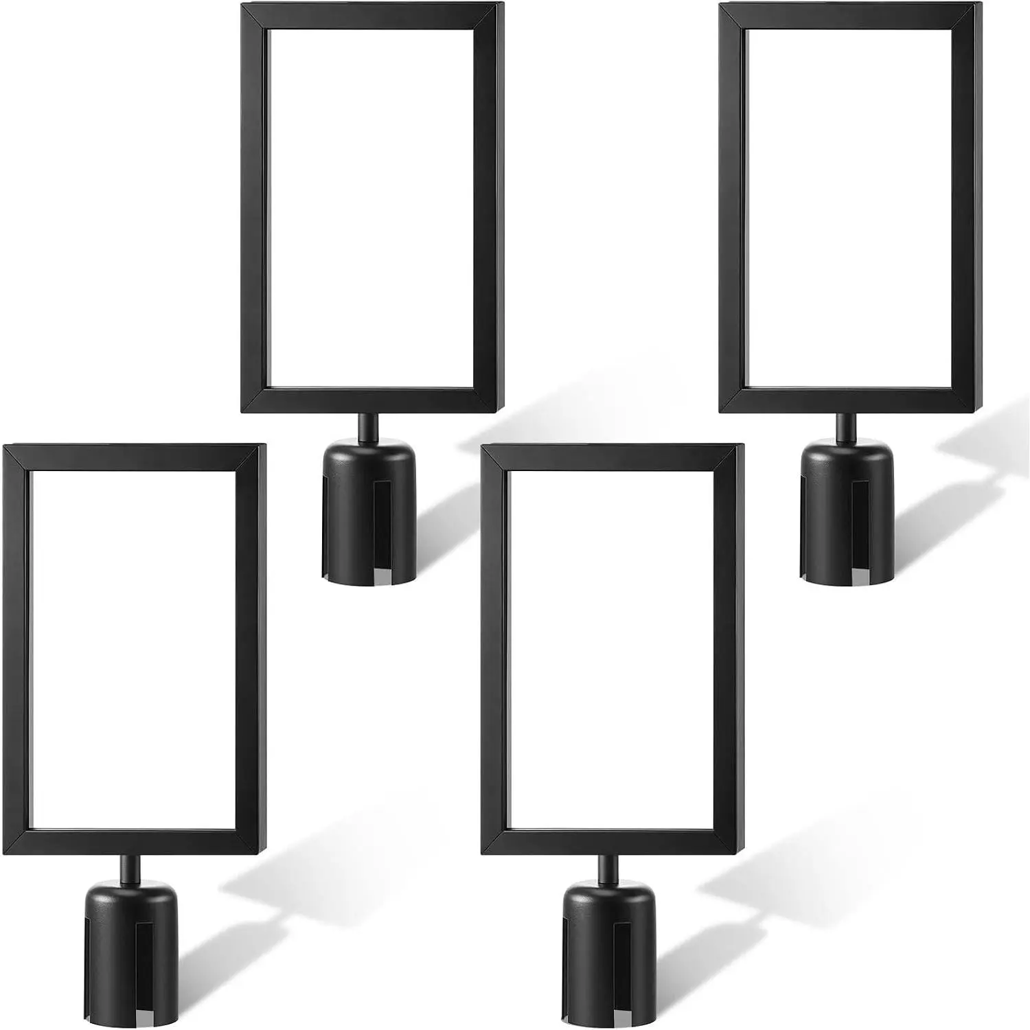 4 Pcs Stanchion Sign Holder Double Sided Frame with Cover | 8.58 X 12.52 Inch Paper, Clear Protective Cover, Toppers for Crowd Control Stanchions, Queue Sign Holders, Black Frames