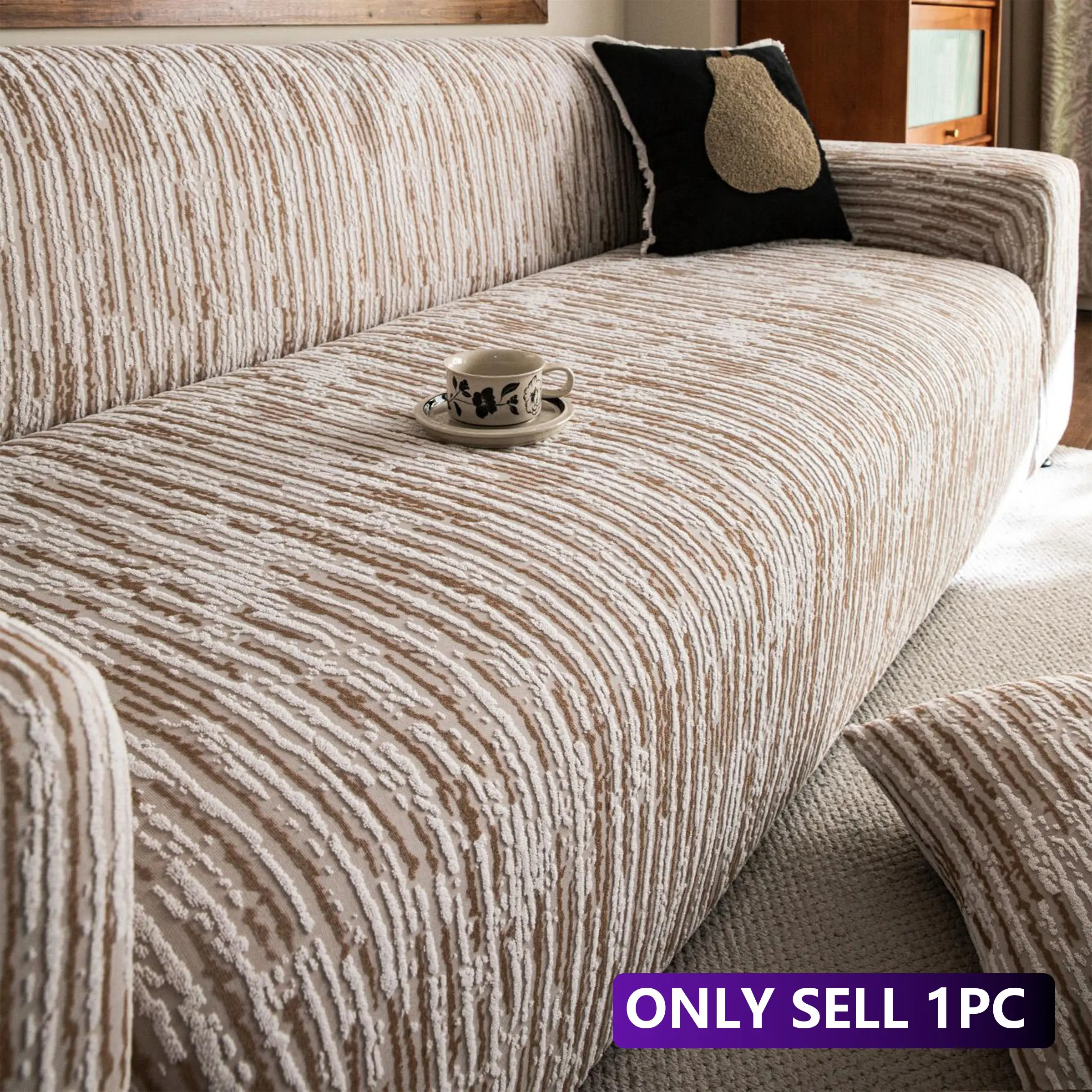 1pc Nordic-style textured, warm and soft, machine washable, pet furniture protector, Decorative sofa protector, Dustproof sofa protector, dust-proof and stain-resistant, fits 2/3/4-seater living room sofas, Sofa Slipcover