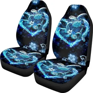 Heart Turtle Print Car Seat Cover, Universal Front Seat Protector for Cars Suvs Trucks, Easy Install All-Season Protection
