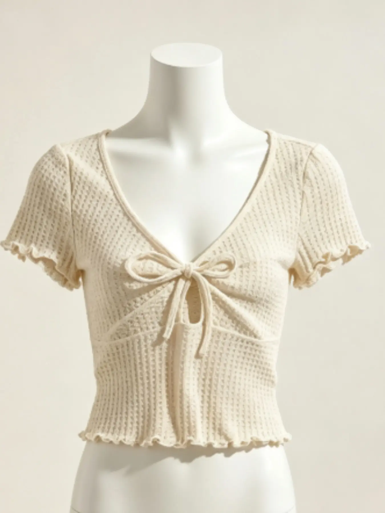 Women's V Neck Short Sleeve Top, Cute Simple Solid Color Casual Beachy Shirt, Versatile Summer Fashion, European Style Texture Design Garment, Blouse