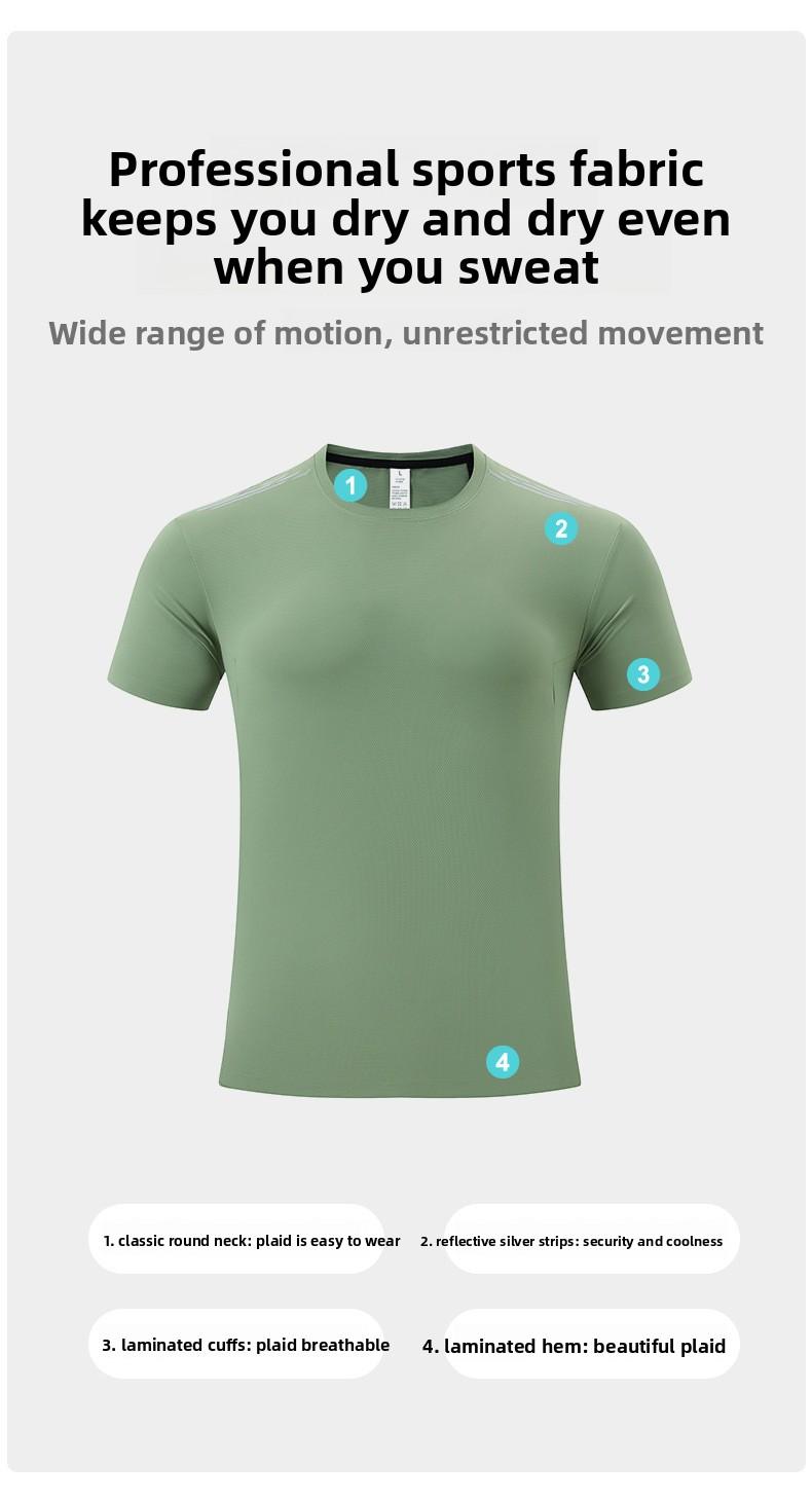 Smooth Nylon Wear-Resistant Ice Silk Quick-Dry T-Shirt for Men, Fitness Running Sports Short Sleeve