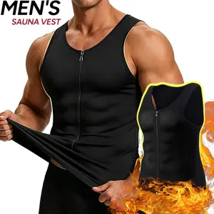 Hot Neoprene Zipper Men Sauna Vest Sweat Waist Trainer Corset Compression Body Shaper Workout Tank Top Sauna Sweat Shirt