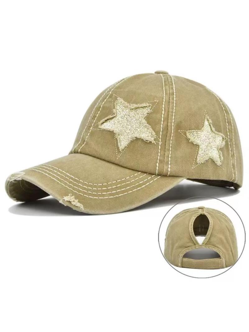 Star Decor Baseball Cap, Adjustable Sun Protection Hat for Men & Women, Casual Outdoor Sports Hat for Daily Wear