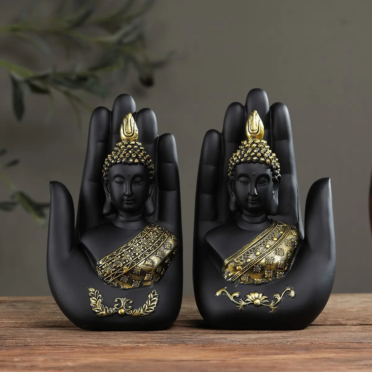 Resin Hand Buddha Statue, Indoor Yoga Room Meditation Inspiration Religious Decorations, Elegant Resin Sculpture for Spiritual Atmosphere