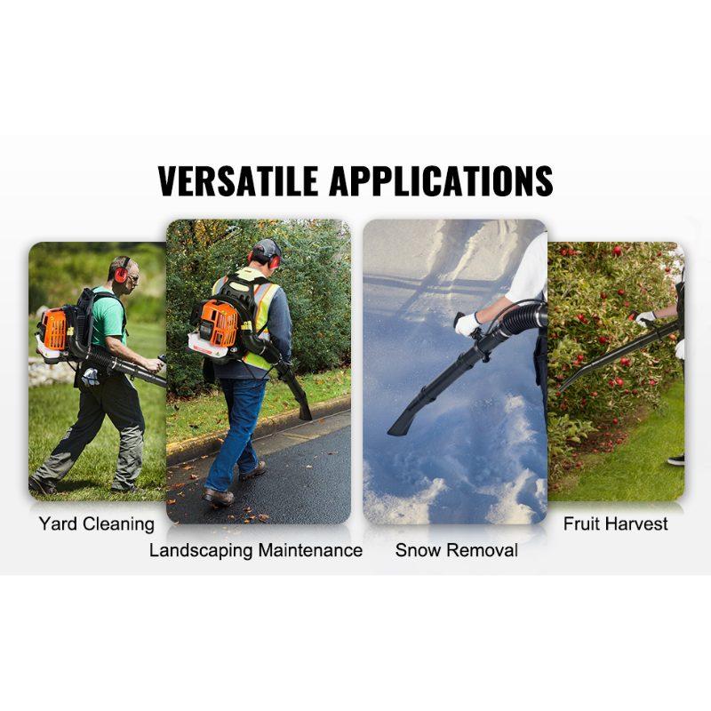 VEVOR Backpack Leaf Blower, 52CC 2-Cycle Leaf Blower with 1.37L Fuel Tank, 480CFM Air Volume 175MPH Speed, Ideal for Lawn Care, Leaf Cleaning, and Snow Removal