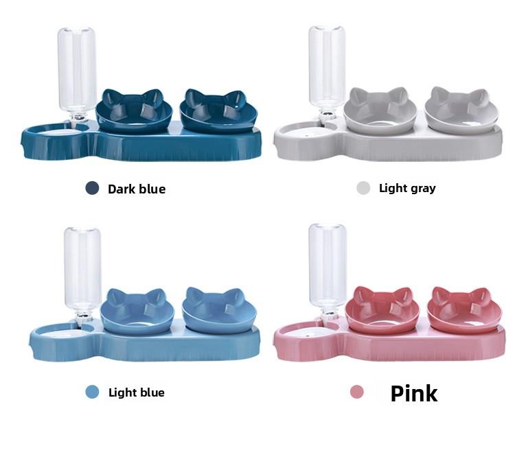 Tilted Cat Dog Double Bowls Neck Protection Anti-Spill Food Water Feeder Anti-Slip Cat Bowl for Cats Dogs Rechargeable Livestock Prod with Flexible Shaft pet stuff pepper spray dog bugs detector reverse slow feeder shaped harness silicone raised food bowl