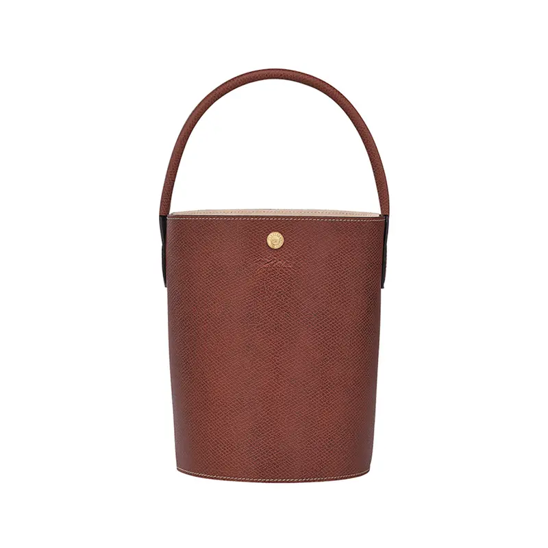 Longchamp Épure 17 Logo-Embossed Top-Handle Bucket Bag for Women in Brown Genuine Leather