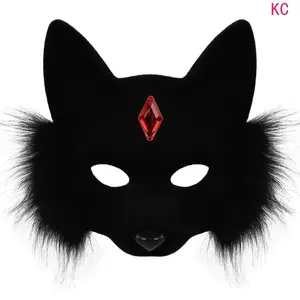 Half Face Fox Animal Cosplay Mask, Spooky Decorative Costume Prop For Themed Makeup Parties And Various Themed Event Styling