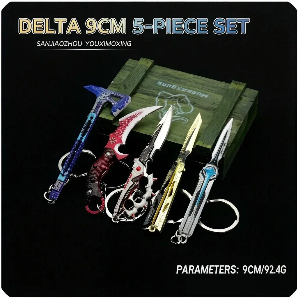 9cm Mini Tactical Weapon Model Set, 5 Pieces, Metal Texture, Metallic, Cold Tone, Casual Style, Military Enthusiasts, Collectors, High Visibility