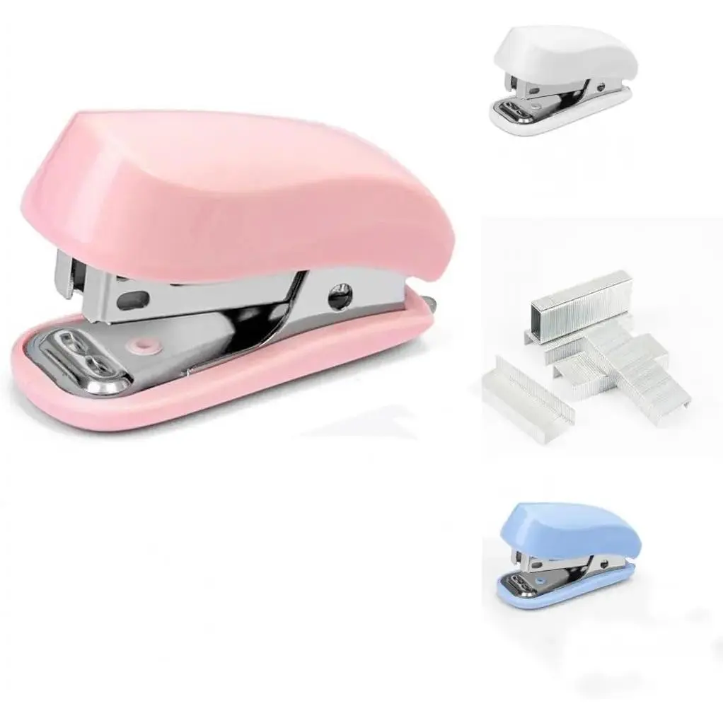 Pink Color Mini Stapler with Staples,Small Cute Stapler for Desk,Gift for Student or Office Use (Pink)