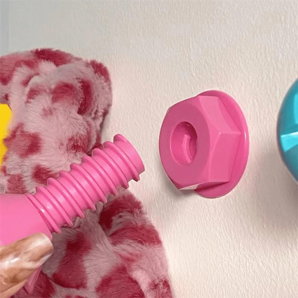 Screw adhesive hook, creative hook, wall hook, clothing hook, behind-the-door hook, strong adhesive, no drilling required, cute children's hook