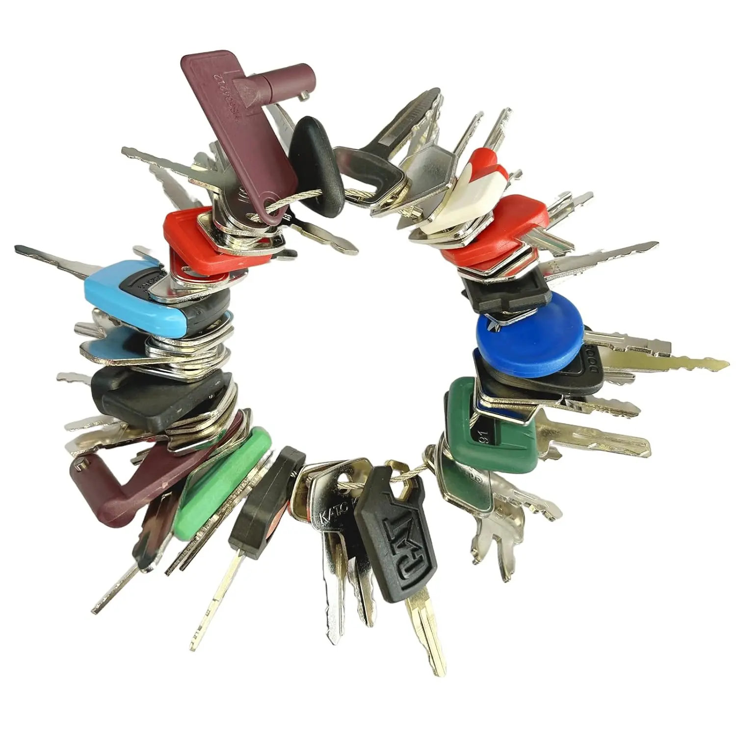 50PCS No-Duplicate Equipment Keys Set, Construction Keys Set for CAT, JCB, JD, JLG, Takeuchi, Ignition Keys Set