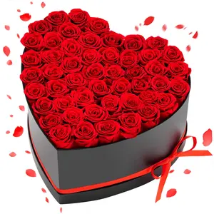 VEVOR Forever Flowers, 50 Preserved Roses in a Heart Shape Box, Eternal Flowers Immortal Bouquet Birthday Present for Delivery Prime Women Her Wife Mothers, Anniversary, Valentine's Day,Christmas, Re