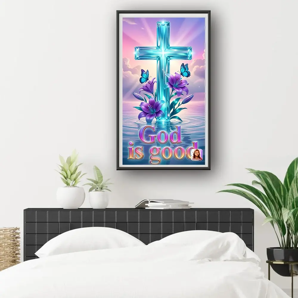 One 2D Flat Unframed Handmade DIY Diamond Painting Kit Religious Belief Theme Dreamy Aesthetic Suitable for Home Decoration and Believers' Handicraft Making