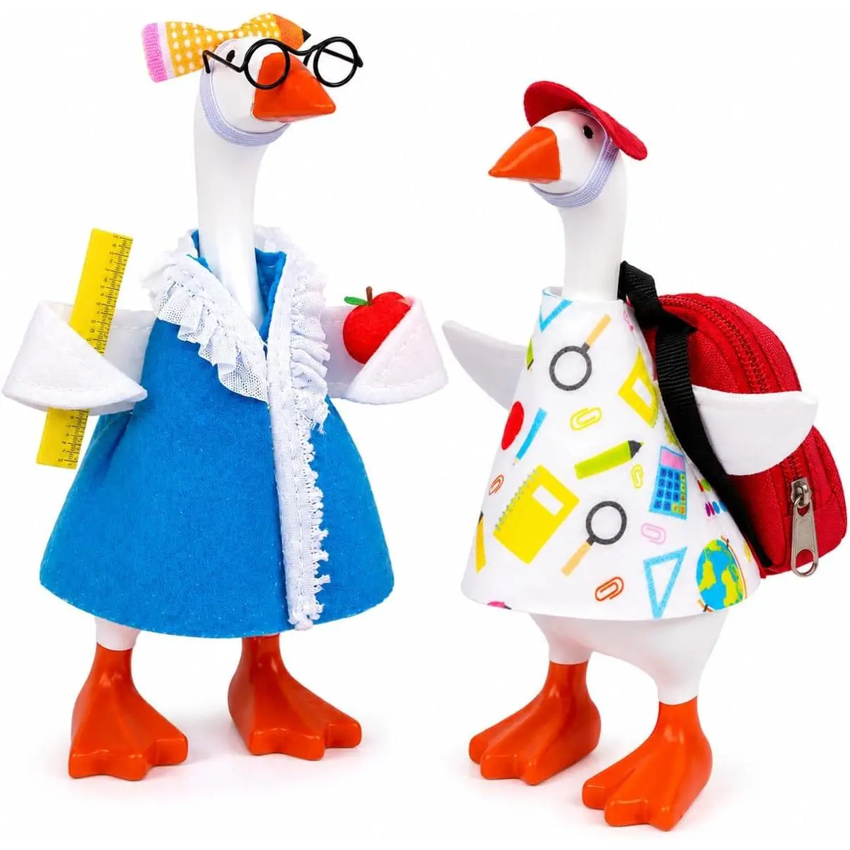 2 Set Back to School Desk Goose Goose Outfits 7 Inches Mini Desk Goose Clothes, Funny Office Home Classroom Desk Decor Accessories