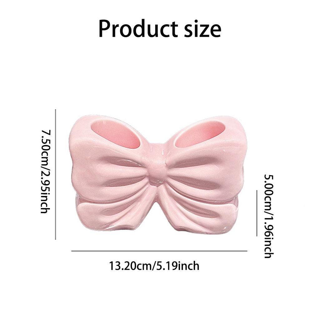 Bowknot Design Toothbrush Holder, 1 Count Ceramic Toothbrush Storage Rack, Bathroom Supplies for Home Hotel Salon Dormitory, Toothbrush Cup Holder