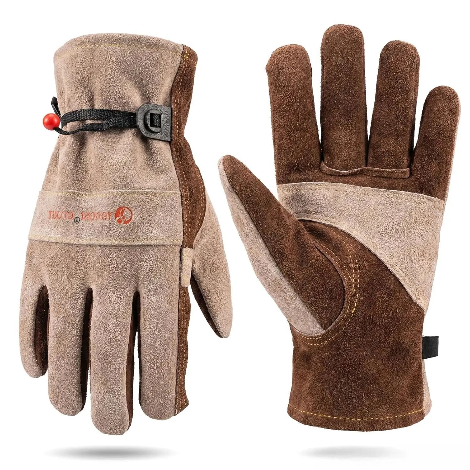Cowhide Leather Work Gloves, with Cotton Lining, Comfortable & Flexible, Ideal for Gardening, Construction, Welding, Durable Ranch Gloves