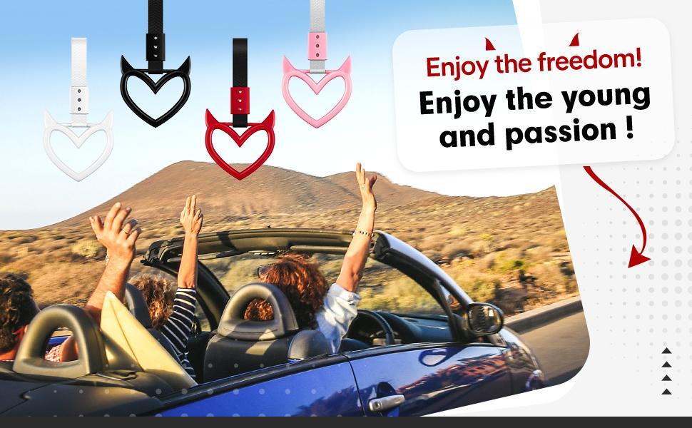 2 Pieces Heart Handle Keychains Car Accessory Heart Hand Strap Drift Charm for Car Interior Exterior Decoration(Red,Devil Style) jdm  accessories heart ring