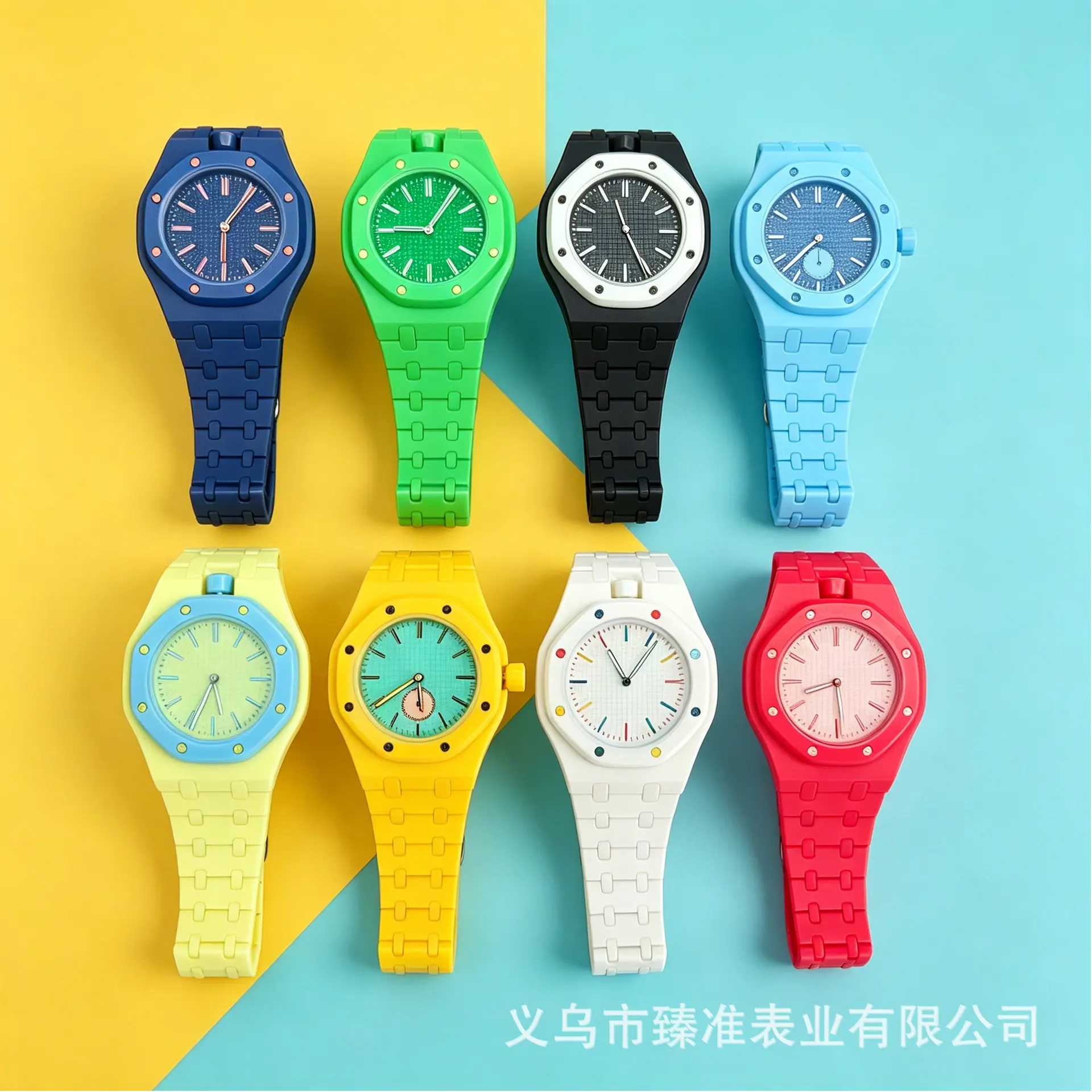 Colorful Octagon Quartz Watch for Women Men Fashion Casual Wrist Watch Lightweight Plastic Strap Analog Watch Trendy Unisex Watch Water Resistant Everyday Gift Watch