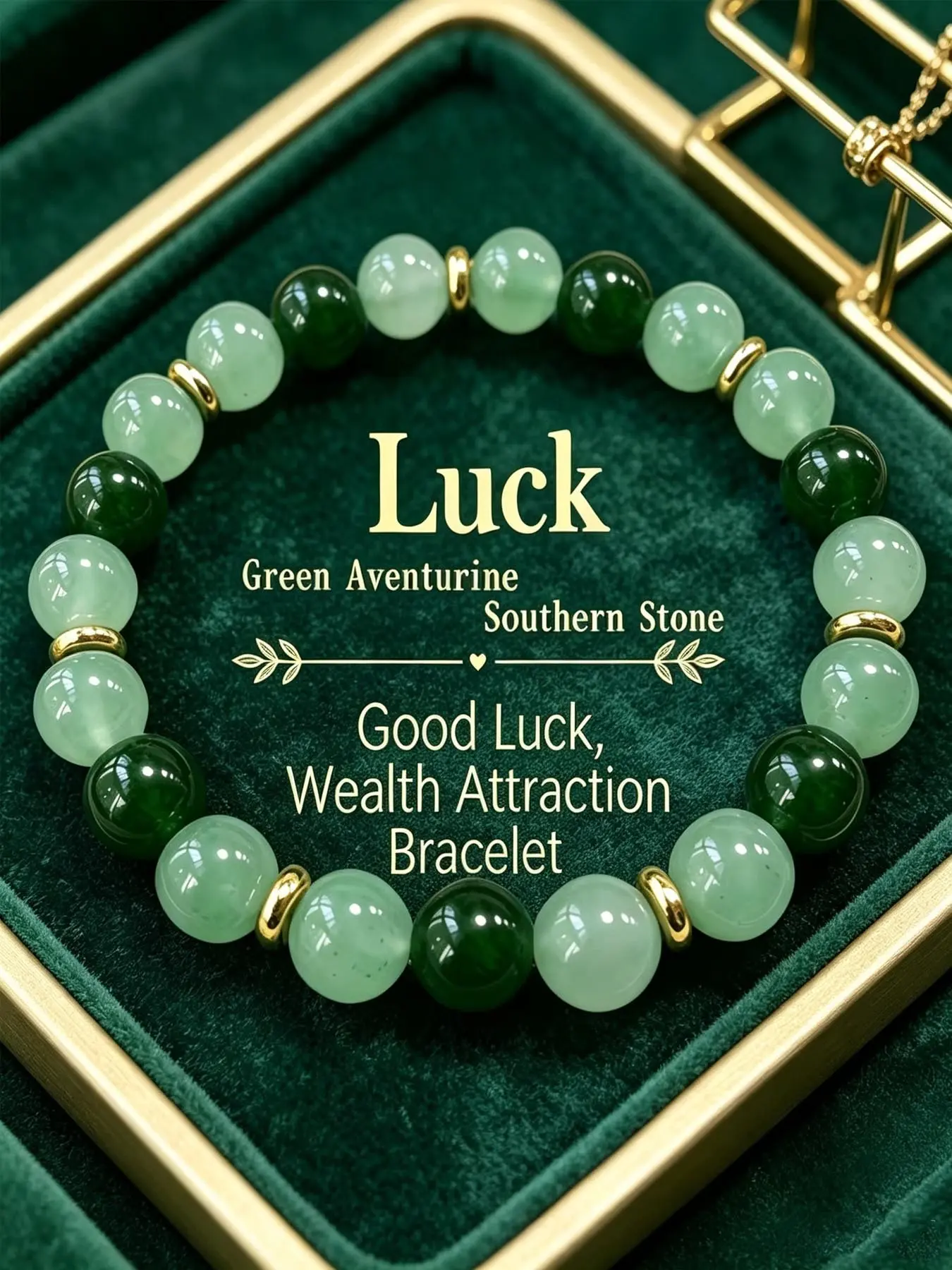 1pc Fresh Double Green Dongling Jade Round Bead High Quality Bracelet, Paired With Deep And Dark Green Jade And Gold Divider Beads, Symbolizing Wealth And Good Luck, Gentle And White Commuting Daily Wear, Exquisite Holiday Gifts, Gratitude Gifts