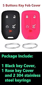 Silicone Rubber Key Fob Cover Compatible with 2014-2021 Chevrolet Suburban Tahoe GMC Yukon Yukon XL HYQ1AA