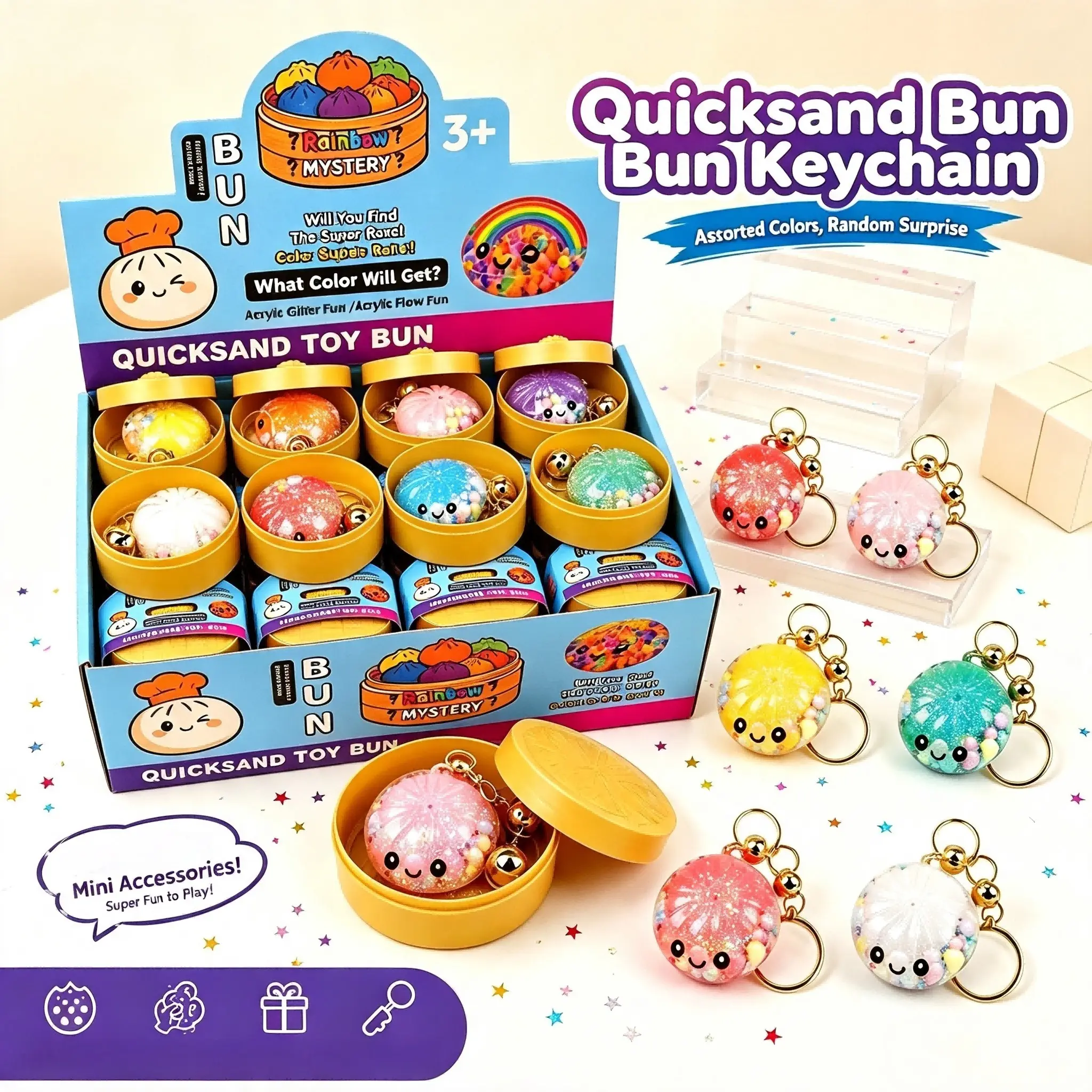 Multiple Sand Bottle Keychains, Colorful Blind Box Acrylic Glitter, Random Colors, Kids Toy Wholesale, Party Prize Gift, Keychain Set