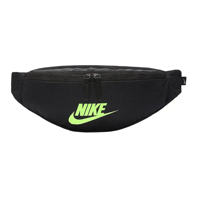 Nike Heritage Logo Zippered Fabric Waist Bag for Men and Women, Casual Black