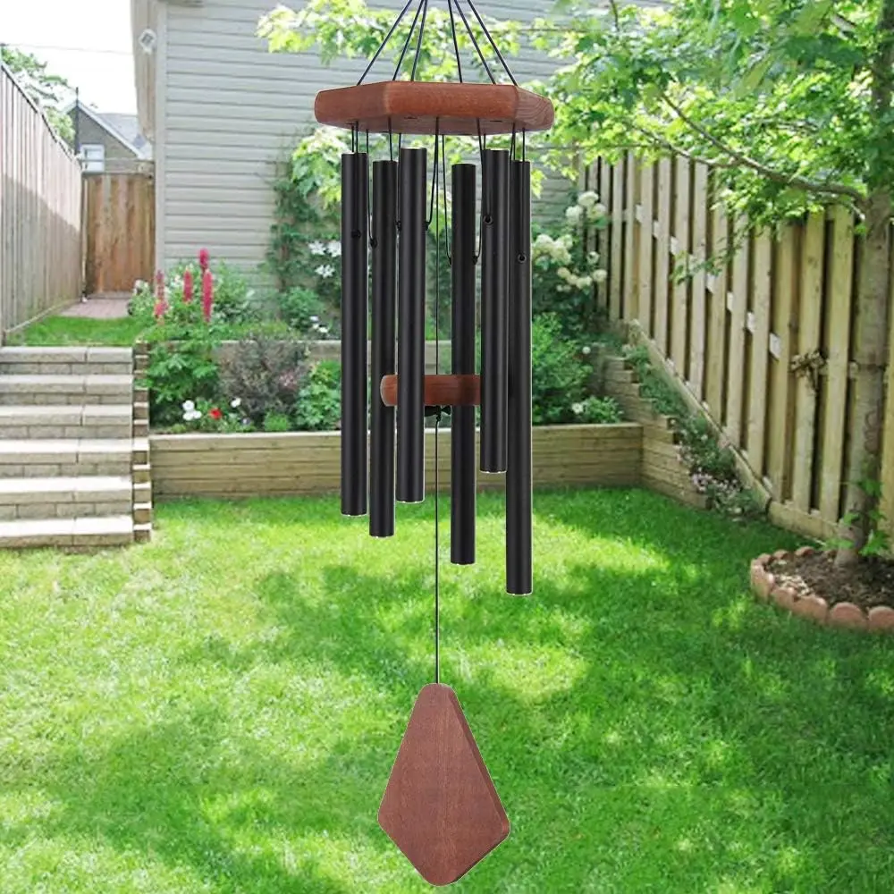 Small Wind Chimes for Outside, Wind Chimes Outdoor Tuned  Melody, Wind Chime for Mom/Housewarming, Black WindChimes Outdoors Decoration.