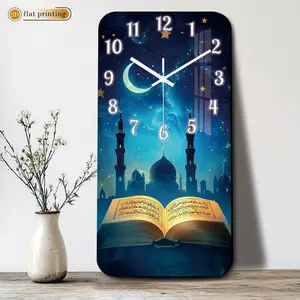 1 piece of Islamic mosque-shaped acrylic silent wall clock for home use, featuring a design of an open book, made with 2D flat printing technology, suitable for classroom and office decoration, and an ideal decorative gift for Ramadan, Valentine's Day, an