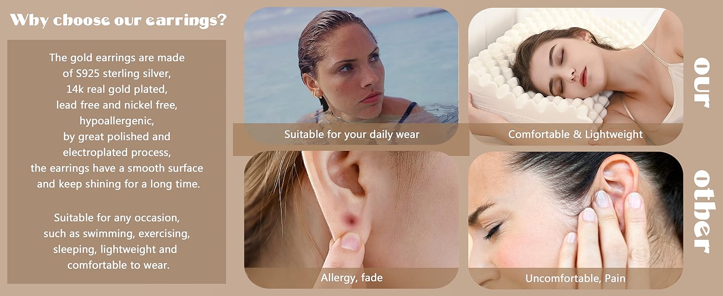 Jstyle 14K Gold Plated Earrings for Women Earrings for Multiple Piercings Cartilage Stud Small Hoop Dainty Earrings Set Jewelry Jstyle 14K Gold Plated Earrings for Women Earrings for Multiple Piercings Cartilage Stud Small Hoop Dainty Earrings Set Jewelry