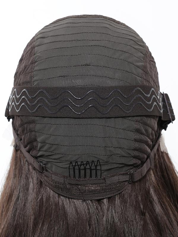 13x6 HD Transparent Lace Front Wig 22Inch Deep Brown Color Synthetic Lace Wig Glueless Lace Wig High Temperature Chemical Fiber Daily Wear&Christmas&Music Festival&Party&Halloween-Natural Look & Comfort Fit