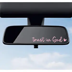 DXNQ 2 PCS Trust in God Rearview Mirror Decals, Automotive Vinyl Rear View Mirror Decorative Stickers, Waterproof Trust in God Stickers for Car Truck Laptop, Car Accessories (Pink)