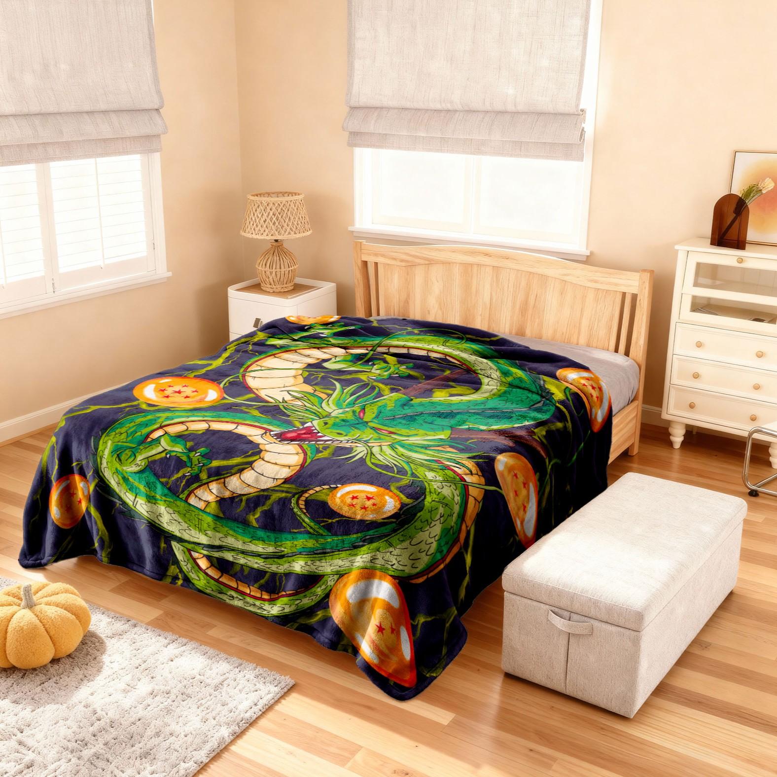 Dragon Ball Shenron Throw Blanket, Soft Flannel Fleece Anime Blanket, Dragon & Energy Ball Design, Cozy Bed Sofa Couch Blanket, Blanket Gift, Dragon Ball Theme