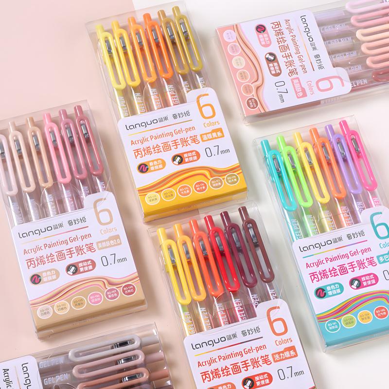 Acrylic Painting Gel Pen,Retractable 0.7mm Tip,Rich Color Large Capacity Ink Pens,Art Supplies For Diary,Card,DIY,Coloring, Doodling, Stackable colors, Clip Acrylic Gel Pen, Acrylic Paint Markers