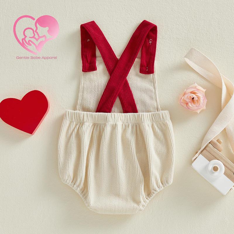 GBA Infant Baby Boy Girl Valentine's Romper Sleeveless Cute Heart Letters Embroidery Bubble Jumpsuit Spring Summer 0-18 Months
