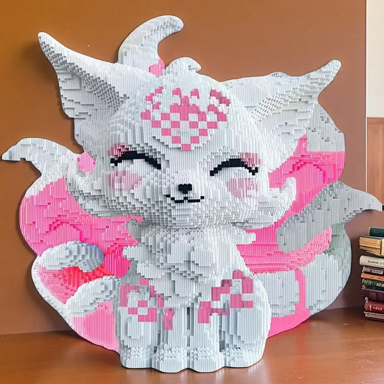 Cute Girl Nine-Tailed Fox Building Blocks Set, Animal Series Party Game, Office Home Decor, DIY Cartoon Creative Toy, Halloween Christmas Gift