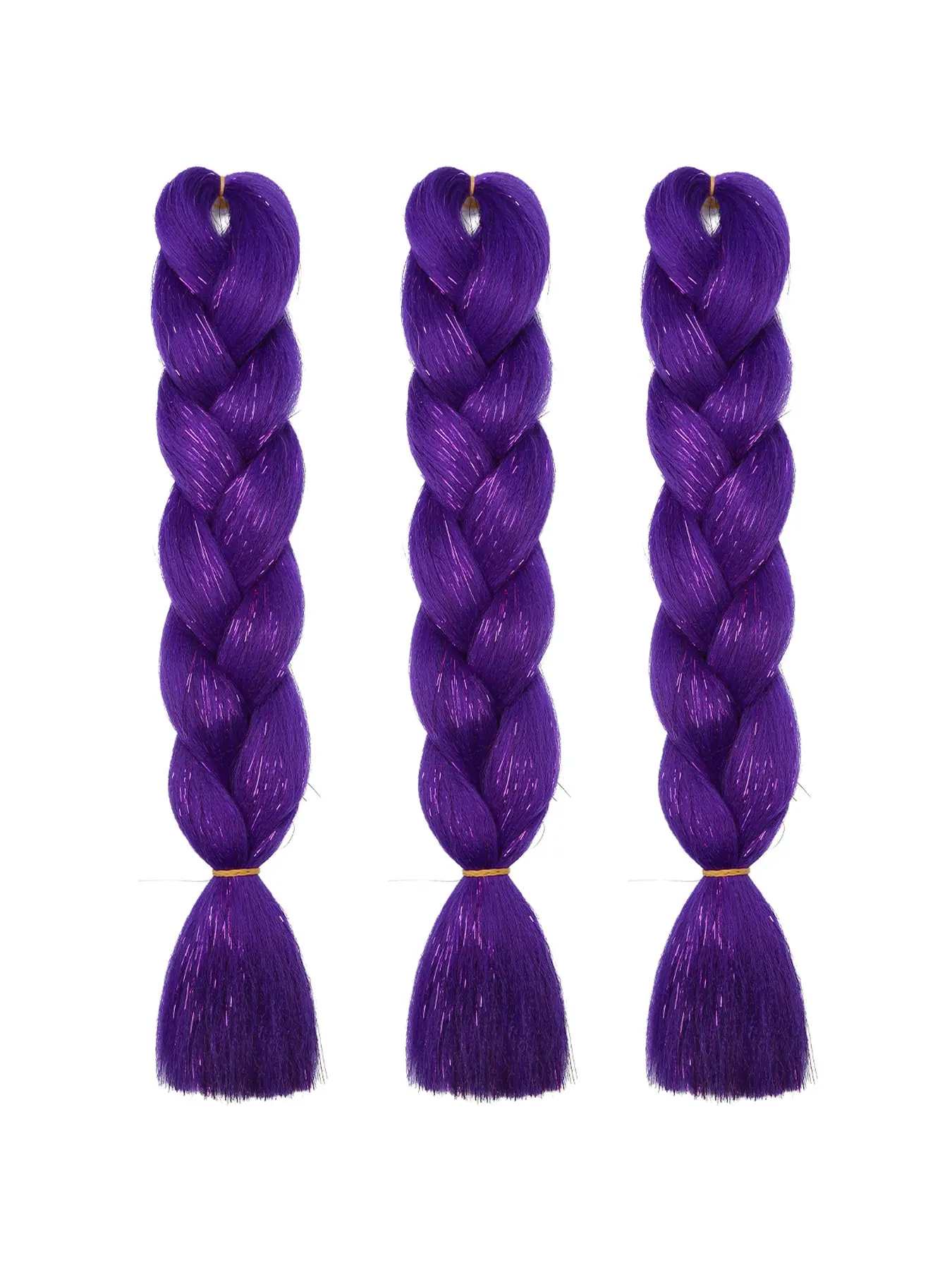 3 Packs Colorful Glitter Luminous Braiding Hair, 24 Inch Heat Resistant Synthetic Boho Crochet Braids Hair Extensions, Purple Multi-Color for Box Braids Daily Vacation Halloween Christmas Carnival