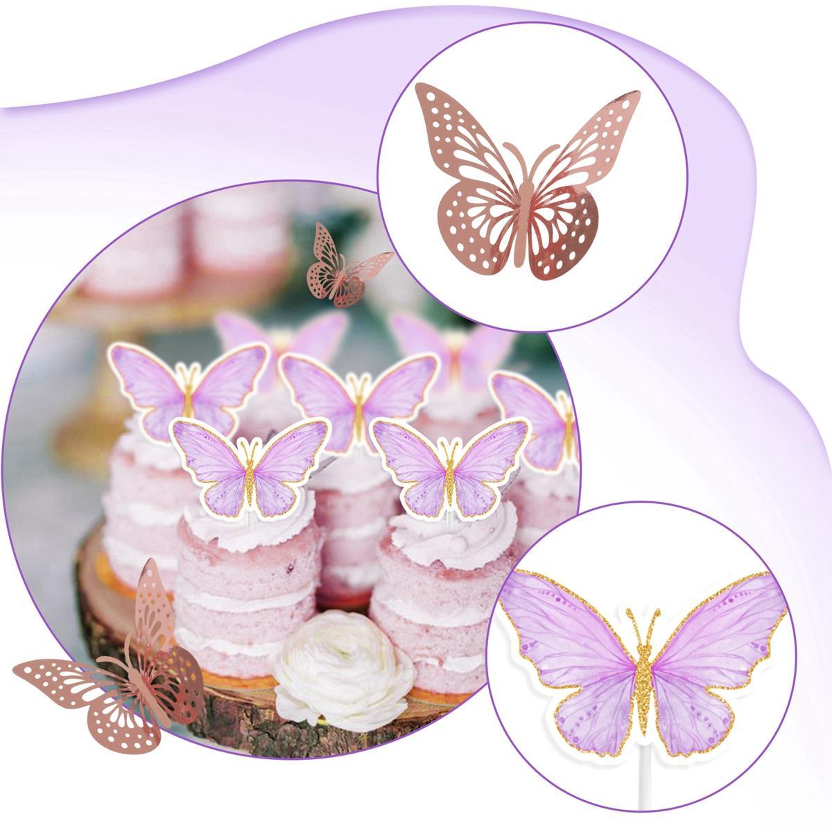 Butterfly Pink/Purple Balloon Tablecloth Backdrop Set,94pcs Pink Butterfly Latex Balloon Girls Birthday Party Decoration,Happy Birthday  Balloon Arch Kit