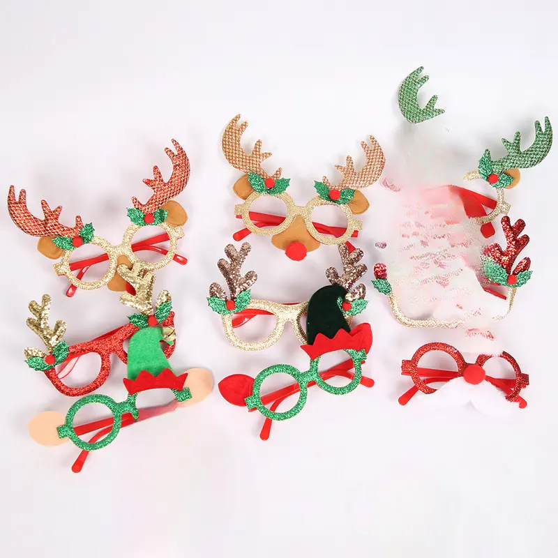 New Christmas Glasses Cartoon Santa Reindeer Glasses Frame Christmas Party Gifts and Decorations for Adults and Children